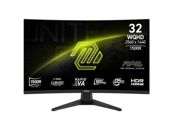 MSI MAG 321CQF E18 - LED-skjerm - kurvet - 32" (31.5" synlig) - 2560 x 1440 WQHD @ 180 Hz - Rapid VA - 300 cd/m² - 3000:1 - 0.5 ms - 2xHDMI, Displa...