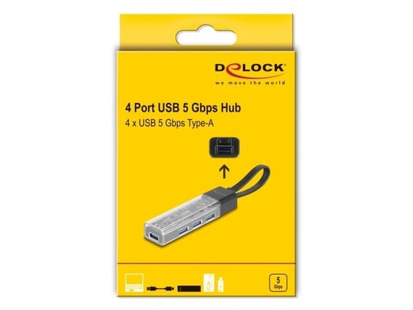 Delock - Hub - 5 Gbps, USB-A/C port in - 4 x USB 3.2 Gen 1 - stasjonær