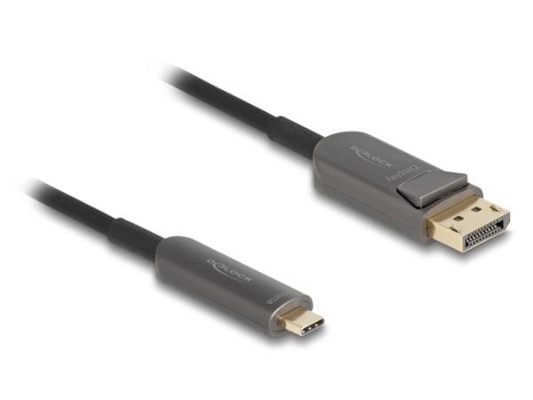 Delock - Adapterkabel - USB-C (hann) til DisplayPort (hann) - USB4 / Thunderbolt 3 / DisplayPort 2.1 - 5 m - halogenfri, Active Optical Cable (AOC)...
