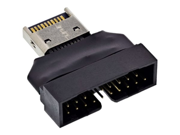 InLine 33446T, USB Type-E Key A, 20-pin, USB 3.0 header, 19-pin, Svart