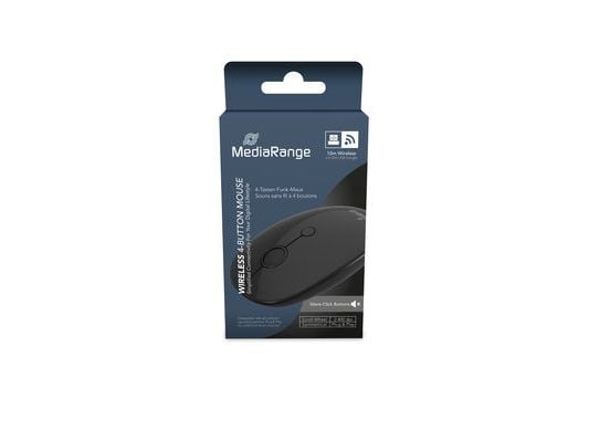 MediaRange MROS268, Ambidekstriøs, Optisk, 2400 DPI, Sort