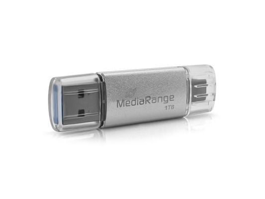 MediaRange MR941-1, 1 TB, USB Type-A / USB Type-C, 3.2 Gen 1 (3.1 Gen 1), 400 MB/s, Med lokk, Sølv