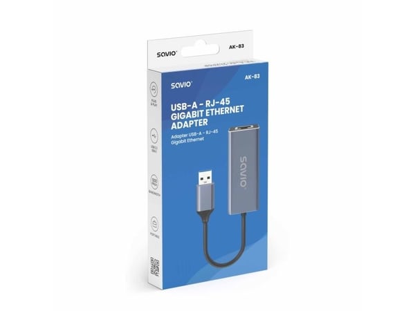 Savio AK-83, USB Type-A, RJ-45, Hankoppling, Svart, PC / Notebook / Tablet, Kina
