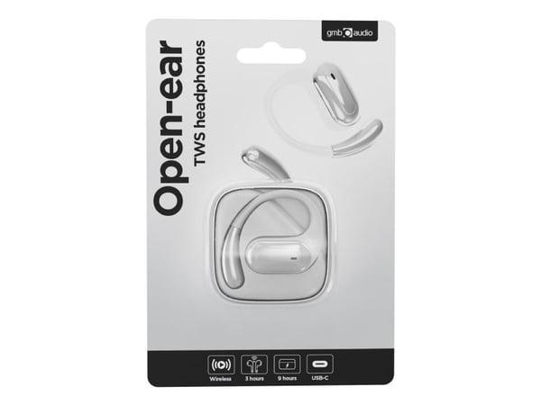 GMB Audio - True wireless-hodetelefoner med mikrofon - åpent øre - over-øret-montering - Bluetooth - hvit