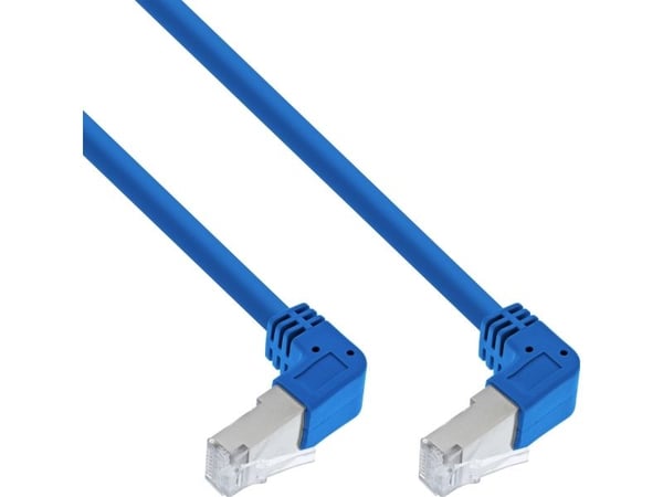 InLine - Koblingskabel - RJ-45 (hann) vinklet nedover til RJ-45 (hann) vinklet nedover - 3.43 m - 6 mm - S/FTP, PiMF - CAT 6 - formstøpt, rund - blå