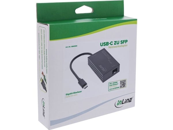 InLine 66659M, langallinen, USB Type-C, valokuitu, 1000 Mbit/s, musta