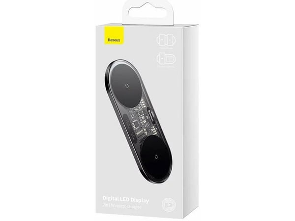 Baseus digitaalinen LED-näyttö Kettős Qi-kaapeli ilman virtalähdettä, 20W