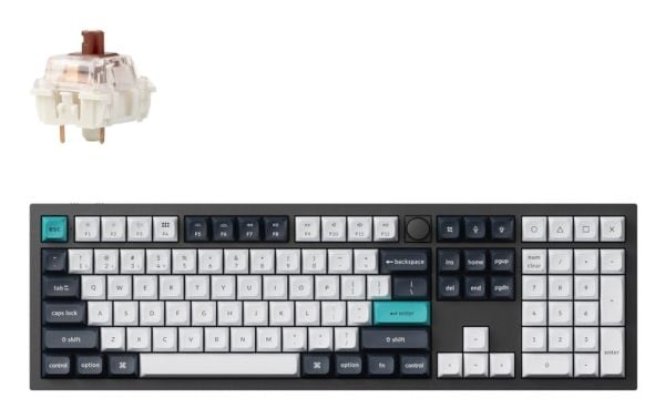 Keychron Q6 Max - Tangentbord - QMK/VIA, fullt monterad ratt, mekanisk - 100% - full size - bakgrundsbelyst - trådlös - Bluetooth 5.1, 2.4 GHz, USB...