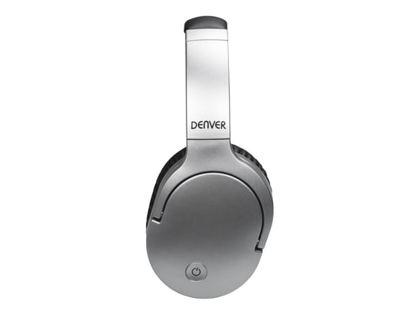 DENVER BTN-207 - Hodetelefoner med mikrofon - full størrelse - Bluetooth - trådløs - aktiv støydemping - sølv