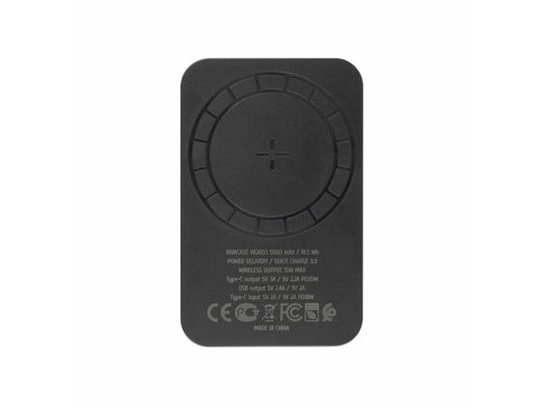 Rivacase VA2603, 5000 mAh, Lithium Polymer (LiPo), Quick Charge 3.0, Trådløs lading, 3,7 V, Sort