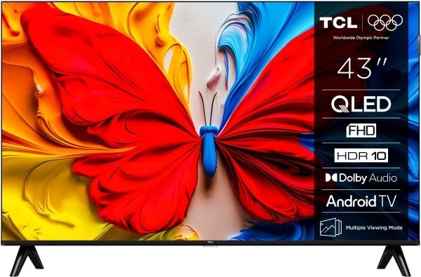 TCL 43S5K, 109,2 cm (43"), 1920 x 1080 piksler, QLED, Smart TV, Wi-Fi, Sort