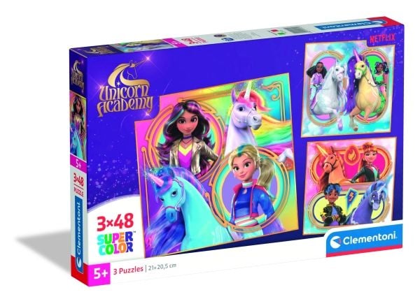 Clementoni 3x48 pcs Puzzles Unicorn Academy, 5 År
