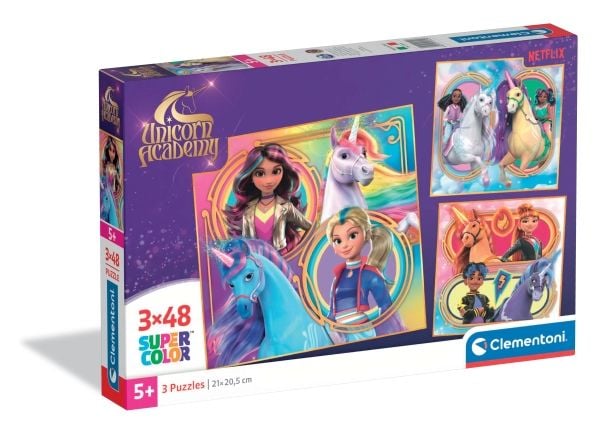 Clementoni 3x48 pcs Puzzles Unicorn Academy, 5 År