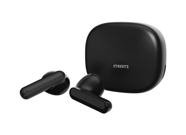 Streetz T160 TWS earphones, black, Trådløs, 20 - 20000 Hz, Samtaler/musikk, 37 g, Hodesett, Svart