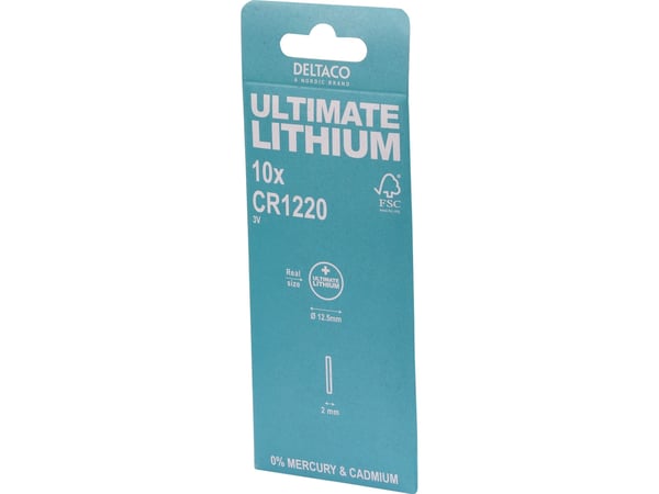DELTACO Ultimate - Batteri 10 x CR1220 - Li - 40 mAh