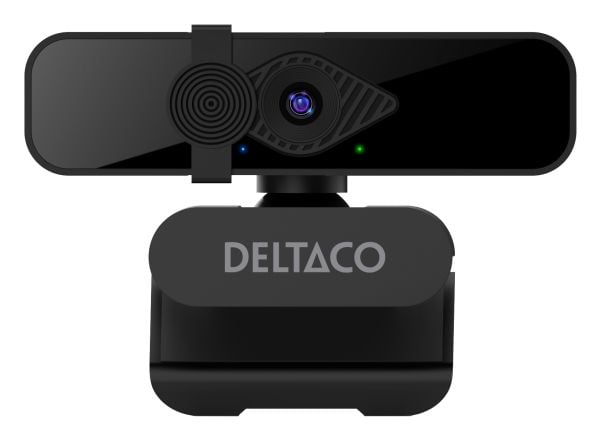 Webbkamera DELTACO, 2K QHD med 360° vridbar, upp/ner tilt, 2MP, svart / W-200 / 1902913