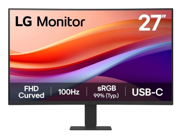 LG 27U421A-B - LCD-skjerm - kurvet - 27" - 1920 x 1080 Full HD (1080p) @ 100 Hz - VA - 250 cd/m² - 3000:1 - HDR10 - 5 ms - HDMI, USB-C