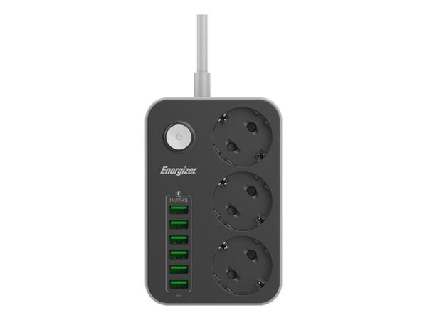 Energizer EPB2500W01EU, 2 m, Sisätila, Valkoinen, musta, 3 AC-pistorasia(a), 100 - 250 V, 2500 W