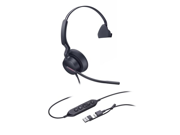 Yealink UH46 Mono Teams USB-C/A Headset, Ledningsført, 20 - 20000 Hz, Kontor/Callcenter, 127 g, Headset, Sort
