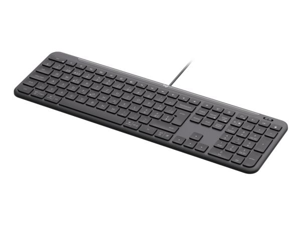 Logitech Signature Slim Wired K620 for Business - Tangentbord - full size - USB-C - QWERTY - internationell engelska