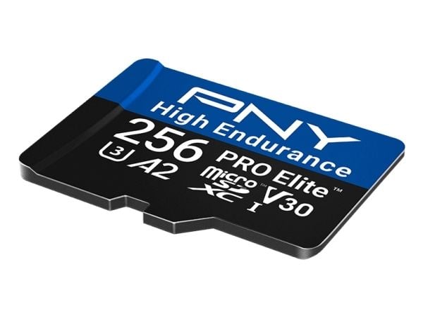 PNY PRO Elite High Endurance - Flash-minneskort (SD-adapter inkluderad) - 256 GB - A2 / Video Class V30 / UHS-I U3 / Class10 - mikroSDXC UHS-I