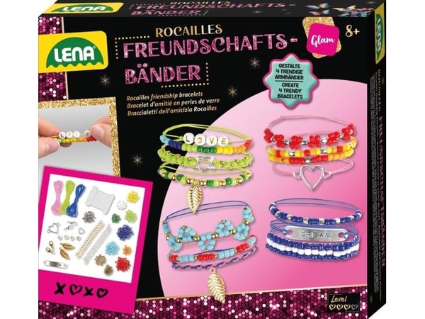 Lena 42721, Smykkesett til å lage armbånd for barn, 8 år, Flerfarget