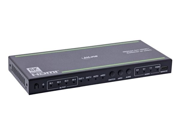 InLine HDMI-switch 4-veis 48 Gb/s 8Ka60 Hz med lydfrakobling (57885A)