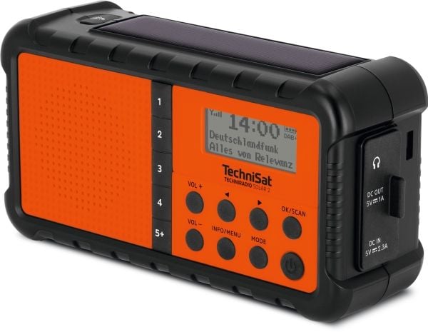 TechniSat TechniRadio Solar 2 sw/org DAB+/FM-radio med solcellepanel og håndholdt. (0000/3996)
