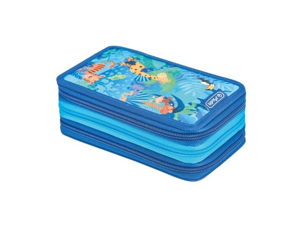 Herlitz TriCase Jungle Safari, 31 stykker, Blå, Flerfarget, Polyester, Polyvinylklorid (PVC), 190 mm, 70 mm, 115 mm
