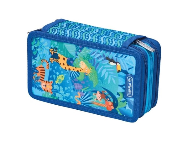 Herlitz TriCase Jungle Safari, 31 stykker, Blå, Flerfarget, Polyester, Polyvinylklorid (PVC), 190 mm, 70 mm, 115 mm