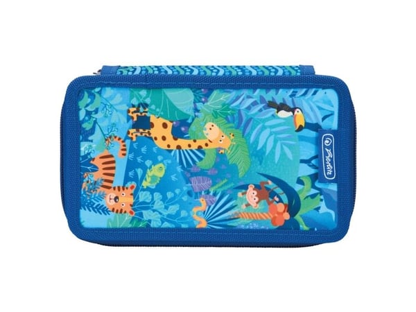 Herlitz TriCase Jungle Safari, 31 stykker, Blå, Flerfarget, Polyester, Polyvinylklorid (PVC), 190 mm, 70 mm, 115 mm