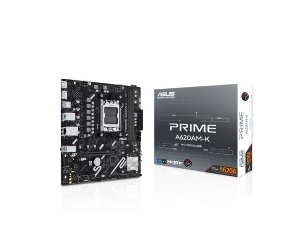 ASUS PRIME A620AM-K - Hovedkort - micro ATX - Socket AM5 - AMD A620A Chipset - USB 3.2 Gen 1 - Gigabit LAN - innbygd grafikk (CPU kreves) - HD-lyd ...