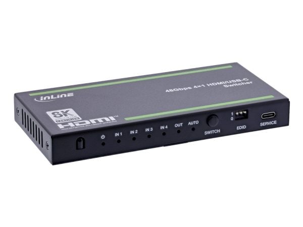 InLine 57885B, HDMI, USB Type-C, Metall, Svart, 8 kV, 4 kV