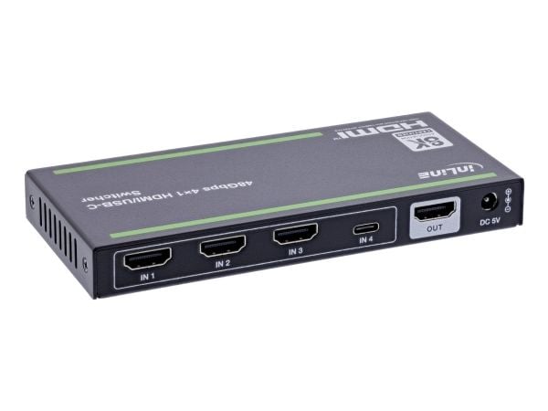 InLine 57885B, HDMI, USB Type-C, Metall, Svart, 8 kV, 4 kV