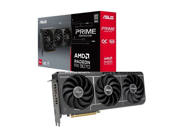 ASUS Prime -RX9070-O16G-EVO, Radeon RX 9070, 16 GB, GDDR6, 256 bit, 7680 x 4320 piksler, PCI Express 5.0
