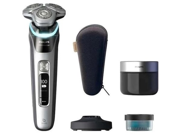 Philips i9000 Prestige XP9204/30 Våt og tørr elektrisk barbermaskin med SkinIQ, Roterende hode, Sølv, SkinIQ, Rustfritt stål, Android, iOS, Batteri