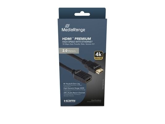 MediaRange HDMI-forlengelseskabel, 18 Gbps, ARC, 2,0 m, svart