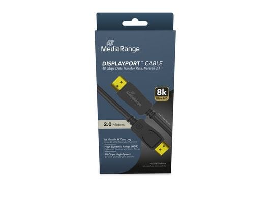 MediaRange DisplayPort-kaapeli, Ver. 2.1, 40 Gbps, 2.0m, bw