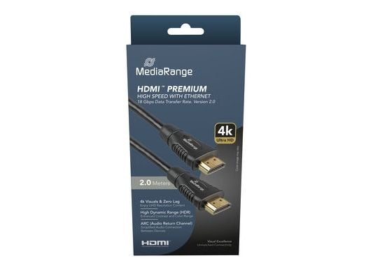 MediaRange HDMI-kabel, ver. 2.0, 18 Gbps, 2,0 m, svart