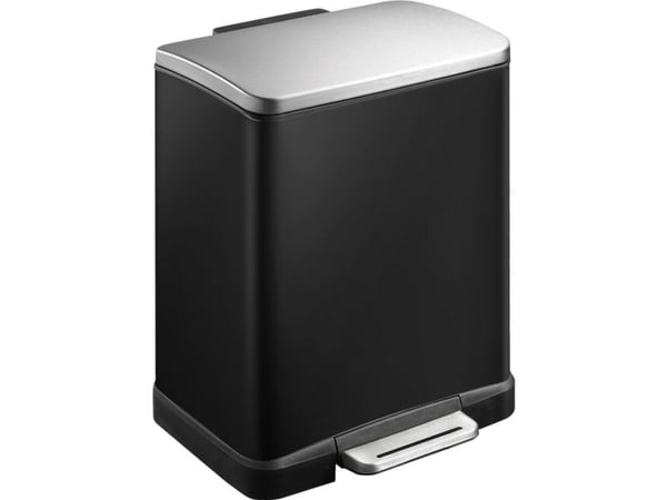Pedalspand, EKO E-cube, sort, rustfrit stål, 1-rums, 12 l, med plast inderspand og softclose
