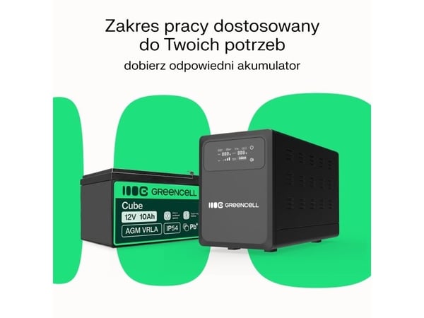 Green Cell UPSLPPC500, Linje-Interactive, 0,8 kVA, 500 W, Ren sinus, 155 V, 285 V