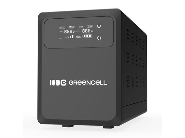 Greencell AVR UPS 2000VA 1200W PowerCore 24 VDC med LCD-skjerm