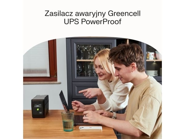 Green Cell PowerProof LCD UPS 1000VA 600W USB 2x Schuko + 2x IEC