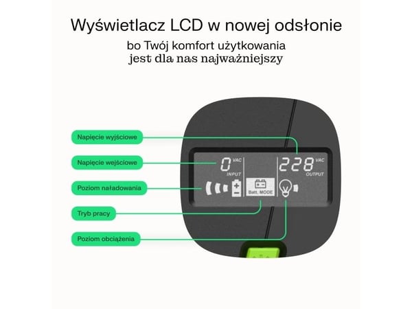 Greencell 1500VA 900W PowerProof UPS med LCD-skjerm