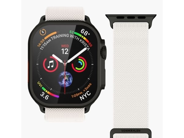 Vonmählen AWS00189, Band, Smartklokke, Sort, Krem, Apple, Apple Watch Ultra, Nylon