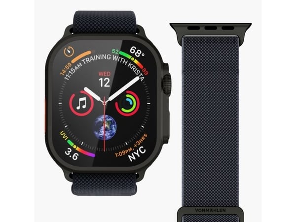 Vonmählen AWS00186, Band, Smartklokke, Sort, Marineblå, Apple, Apple Watch Ultra, Nylon