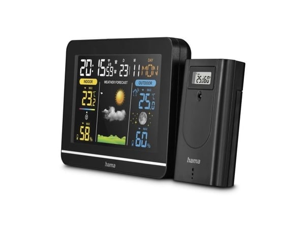 Hama Usedom, Svart, Inne hygrometer, Inne Termometer, Utendørs Fuktighetsmåler, Utendørs Barometer, Hygrometer, Termometer, 20 - 95%, 20 - 95%, 1 °C
