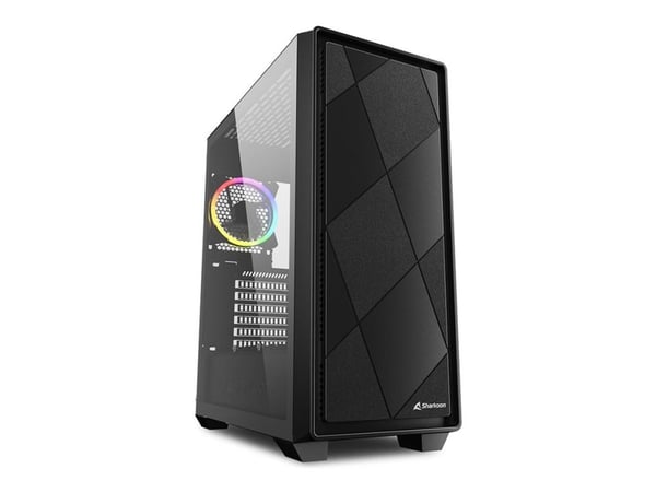 Sharkoon VS8 RGB - ATX-boks - sidepanel med vindu (herdet glass) - ingen strømforsyning - svart - USB/lyd