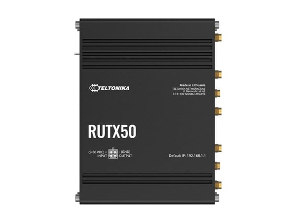 Teltonika RUTX50 - Trådløs ruter - WWAN 4-portssvitsj - DNP3, 1GbE, Modbus - Wi-Fi 5 - Dobbeltbånd - 3G, 4G, 5G