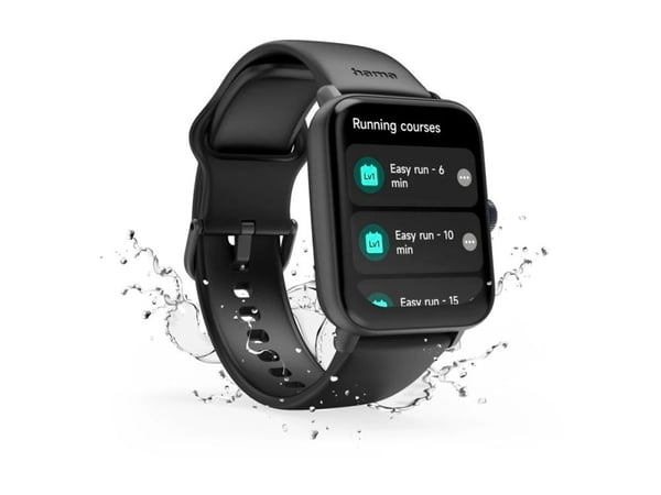 Hama 6010 - 44 mm - black plastic - smartklokke med stropp - silikon - svart - display 1.65" - Bluetooth - 40 g